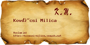 Kovácsi Milica névjegykártya